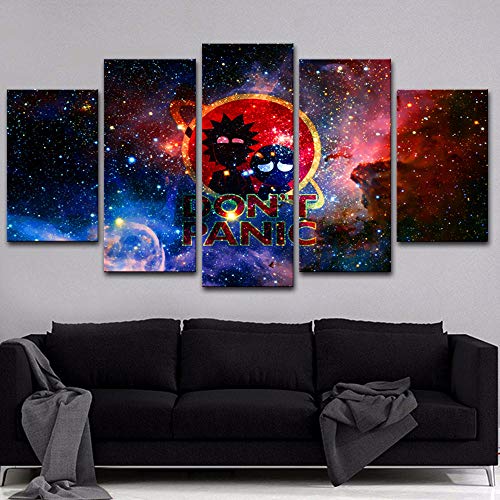 Adiccc Cuadros modulares Arte de Pared Impresiones HD Rick y Morty 5 Piezas Lienzo Pintura hogar...