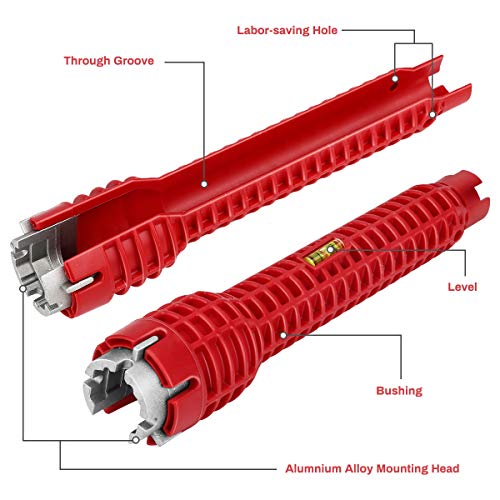 Faucet and Sink Installer Tool, Jhua 8 in 1 Faucet and Sink Installer Multi Tool for Plumbers and Homeowners Multifunctional Faucet Wrench Tool Faucet and Sink Installing Tool for Bathroom Kitchen