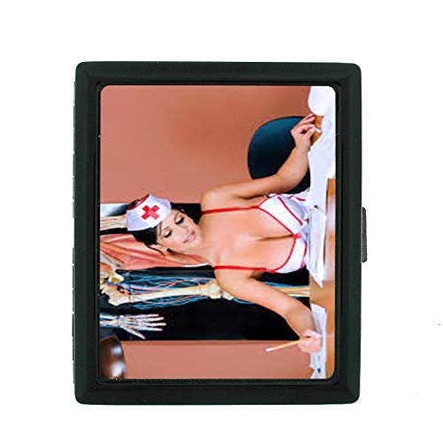 Naughty Nurse D2 Small Black Metal Cigarette Case Sexy
