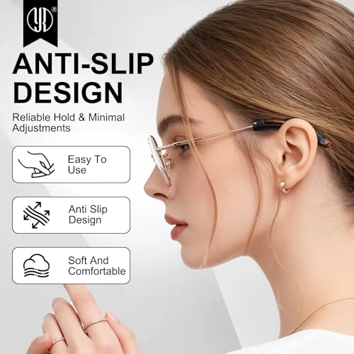 Image of YR Soft Silicone Eyeglasses Temple Tips Sleeve Retainer, Anti-Slip Elastic Comfort Eyeglass Ear Grippers for Eyeglasses Sunglasses Reading Glasses Eyewear, 5 Pairs Clear & 5 Pairs Black