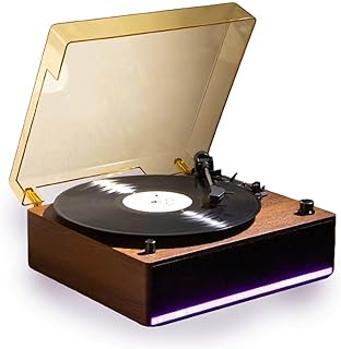 Vedo toca-discos retro com led rgb: giradiscos 3 velocidades