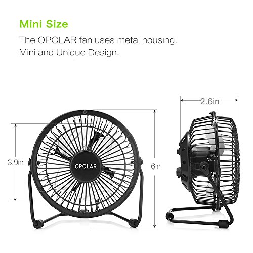 OPOLAR USB Desk Personal Fan, Small and Quiet, Metal Design for Home Office Personal Cooling, Two Pack - Thumbnail 5