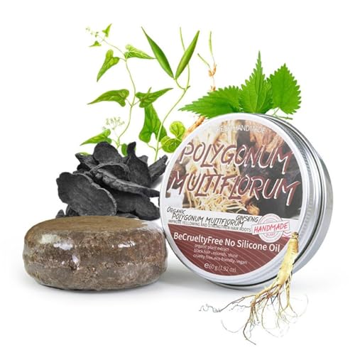 SALUCIA Bio-Polygonum Multiflorum-Seife für Graues Haar, Repariert Trockenes Haar, Reduziert Haarausfall, 1.92 fl oz