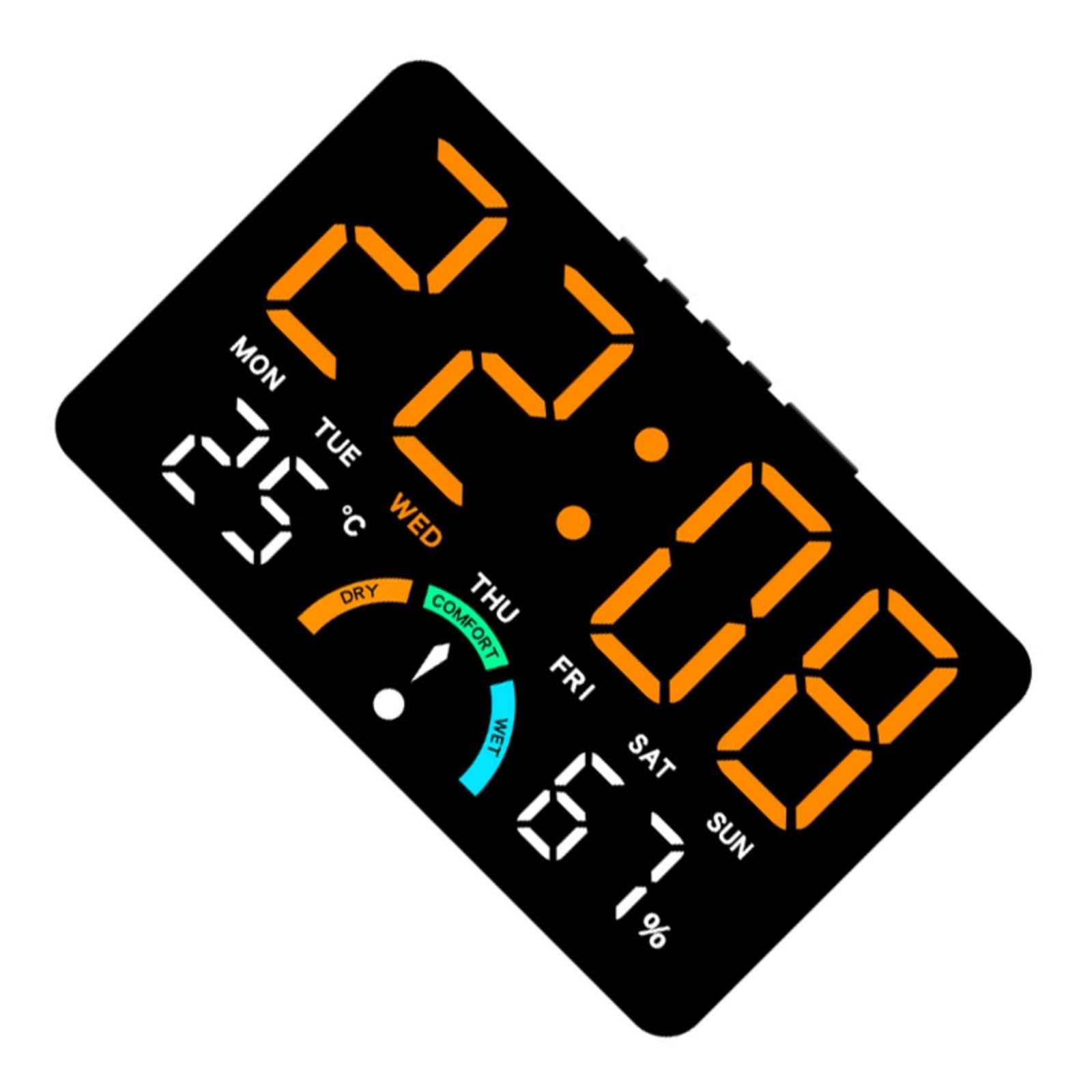 Jazuaiao B Large Led Digital Clock With Temp Humidity Alarm, Adjustable Rightness For Home Environment Indoor Environment Monitor Clock