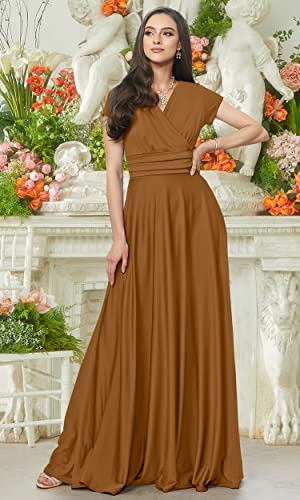 Image of KOH KOH Womens Sexy Cap Short Sleeve V-Neck Flowy Cocktail Gown