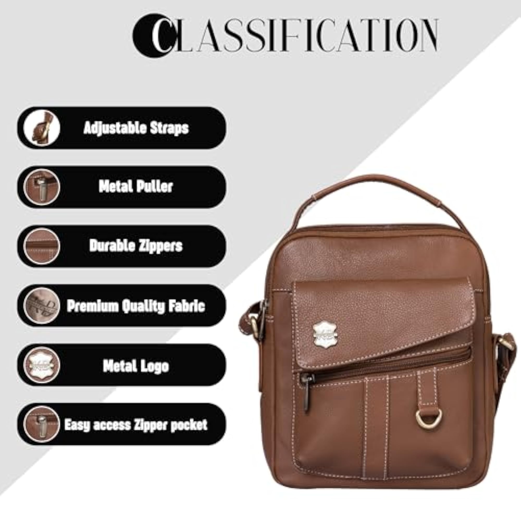 Genuine Leather Messenger Sling Bag for Men & Women