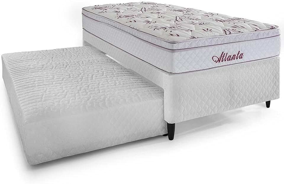 Cama Box Herval Solteiro Atlanta, 54x88x188 cm, Molas Bonnel, Cama Auxiliar
