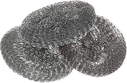 Image of Metal Pot Scrubbers - Pack of 3 - Dishes Pan Cleaning Metal Scrub - Scrubbing Pad for Kitchen
