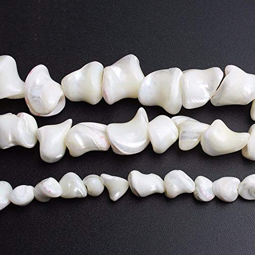 Image of HAAMIIQII 8x12mm Natural Freeform White Mother of Pearl Shell Beads Loose Gemstone Beads for Jewelry Making Strand 15 Inch (31-33pcs)