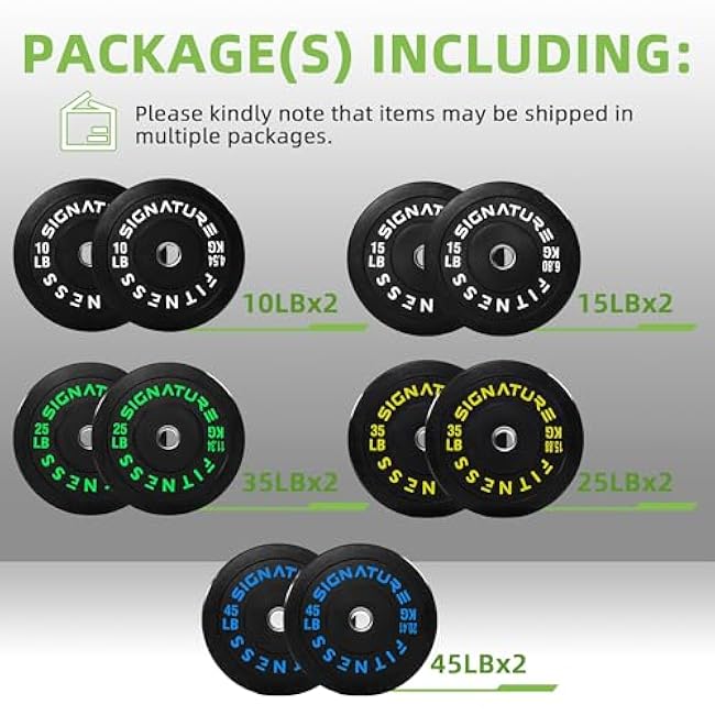 Olympic Bumper Plates Set, 2 Weight Plates for Strength Training & Weightlifting, Paris or Set or Set with Barbell, Multiple Options