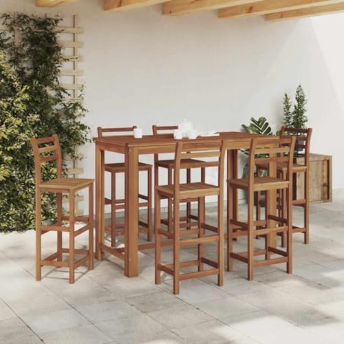 WEMYUFURN Mesa de bar de madera maciza de acacia, comedor para cocina, 150 x 70 x 105 cm