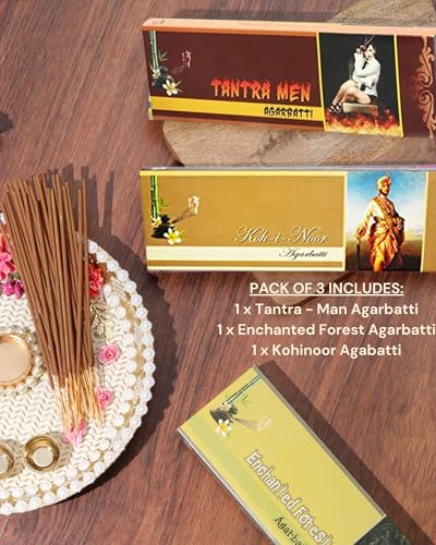 Image of Eternia Earthy Wonders Luxury Burning Incense Sticks Set | Long-Lasting Aromatic Agarbatti with Soothing & Natural Fragrances | Pack of 3