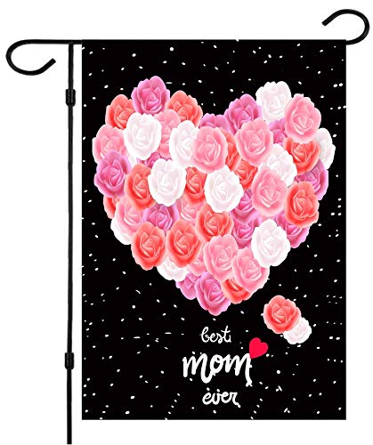 HappyÂ Mother'sÂ DayÂ GardenÂ Flag,Burlap Mother'sÂ DayÂ HouseÂ Flag Milkshake Flower ForalÂ Hear Double Sided Outdoor Flag 12 x 18 Inch Small Mother'sÂ Day Yard Garden Decorative Flags