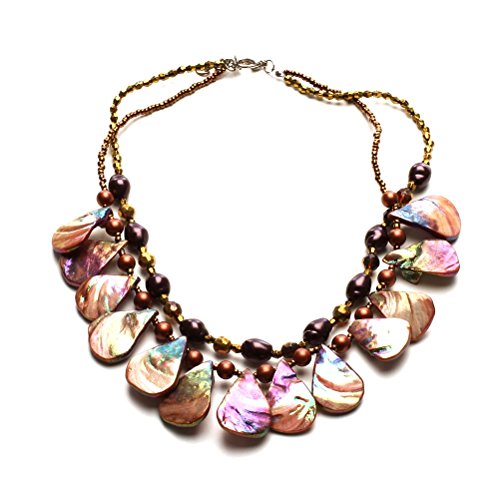 Looklove Womens Jewelry Mother Of Pearl Necklace And Earring Set Necklace 20" Long With A 3" Extender Earrings Measure 2" Long #TOP3