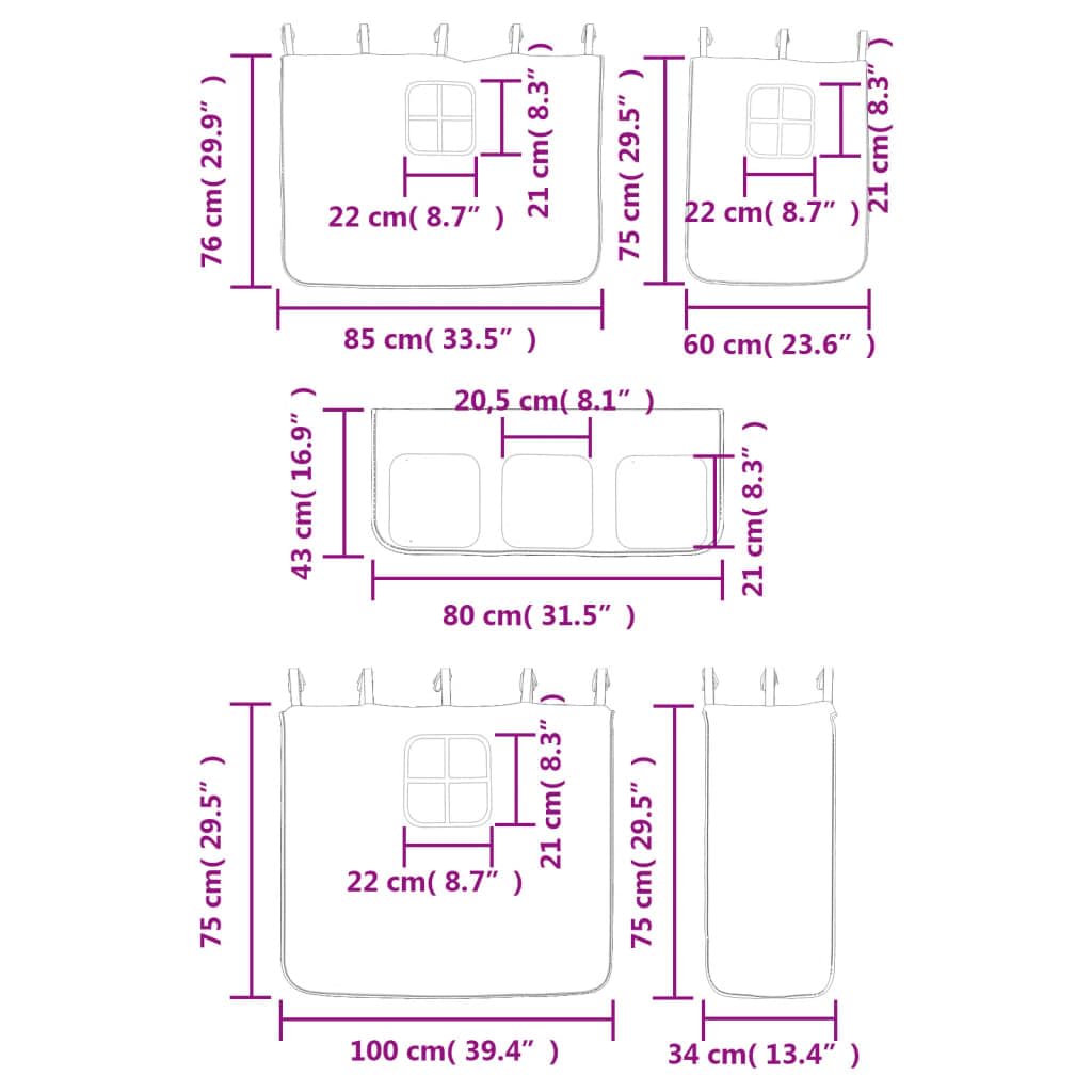 vidaXL Cortinas para Cama Alta, Cortinas para Litera con Bolsillos, Cortinas para Niños, Decoraciones para Dormitorio, Poliéster Rosa