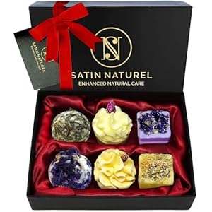 Coffret Cadeau Femme 6x Bombe de Bain Bio Huile Essentielle – Soins pour la Peau Hydratant – Idee Cadeau Femme Cadeau Noel Cadeau Anniversaire Femme Coffrets Cadeaux – Boule de bain – Satin Naturel