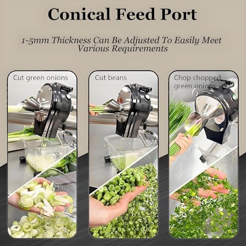 Commercial Electric Vegetable Cutter 110W - Multifunctional Stainless Steel Slicer for Spring Onions, Peppers & More - Dual Feed Ports for Effortless Chopping (FC-110SC)