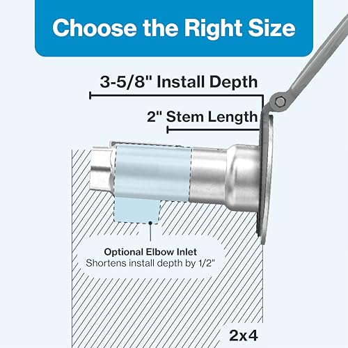 Image of Aquor House Hydrant V1+ Frost Free Outdoor Faucet, Anti Siphon Valve with Quick Connect, Frost Proof Flush Wall Hose Bib, 2 inch Stem, 3-5 /8 inch Install Depth, Slate Gray