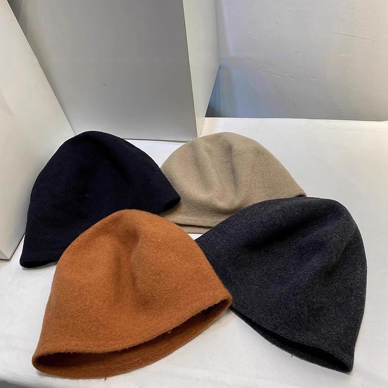 Vintage Woolen Knitted Cap for Women Warm Pile of Hats