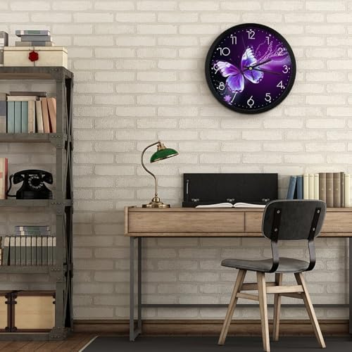 Horloge murale décorative haut de gamme papillon violet pour salon - 7