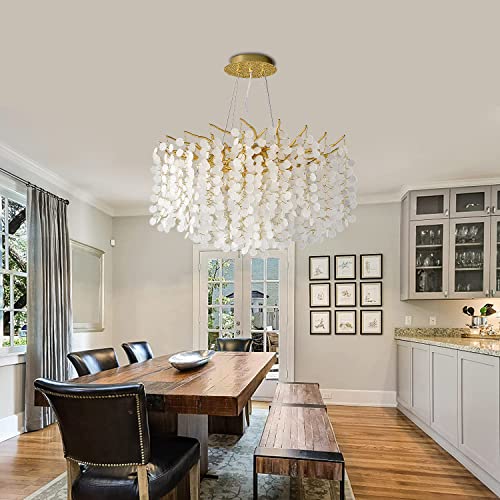 Pljhond Modern Crystal Tree Branch Chandelier,Gold Round Crystal Raindrop Pendant Light Kitchen Island,Living Room,Dining Room, Foyer Hall Entry Way Linear Chandeliers Light Fixture #TOP2