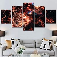 SIGNWIN 5 Panel Canvas Wall Art Abstract Brushstroke Closeup Digital Art Modern Artwork for Home Decorations Ready to Hang - 60