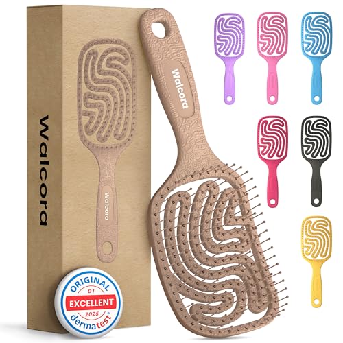 Detangler Brush – Pain-Free Detangling Hair Brush for Wet & Dry Hair – Effortless Detangling Brush for Curly, Fine, Thick & Tangled Hair – Hairbrush for Women, Men & Kids – Beige Cappuccino
