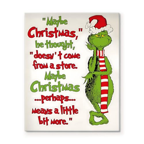 Grinch christmas decorations Canvas Wall Art, Funny Holiday Print for