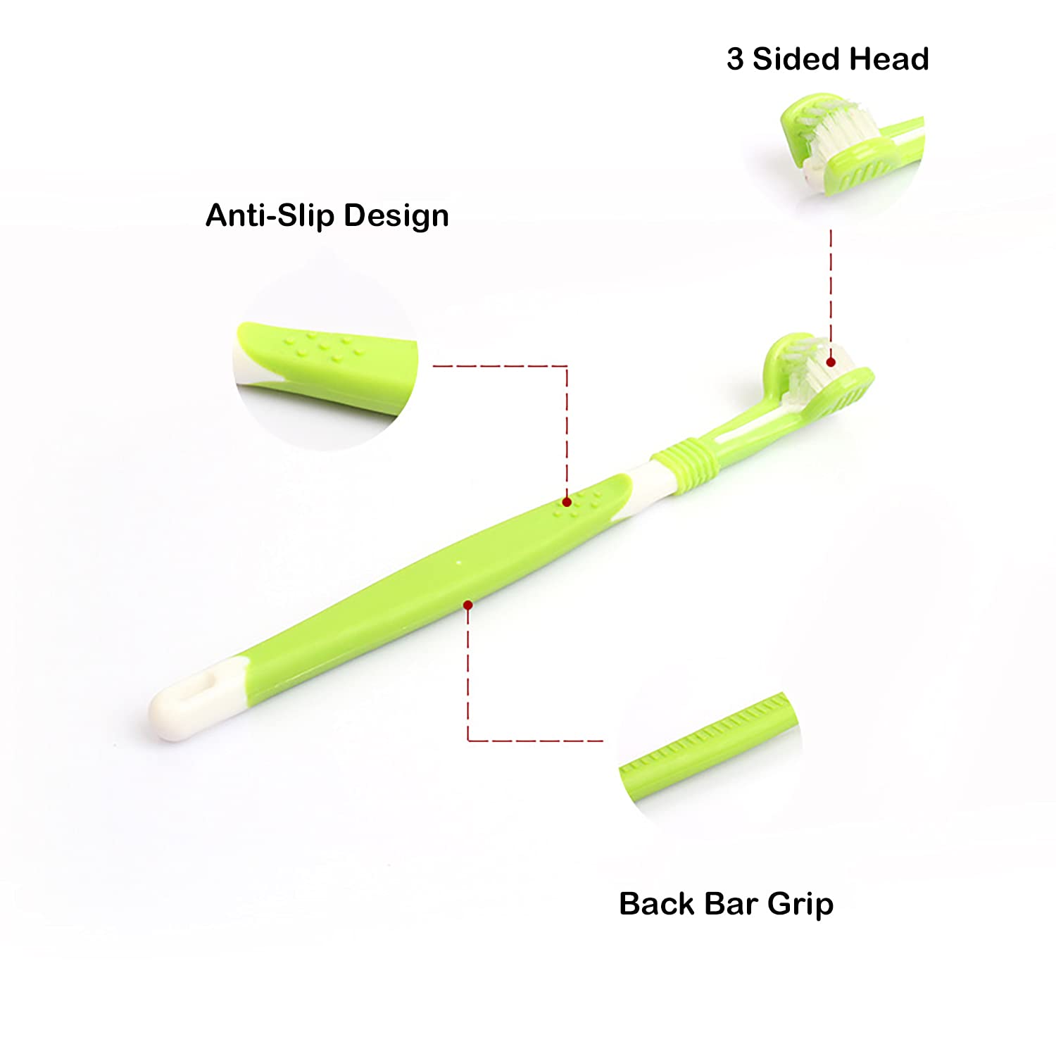 Youstylo Dogs Toothbrush Three Sided Pets Clean Mouth Dental Care Cleaning Tools Bad Breathe Tartar Teeth Clean Pet Teeth Toothbrush Puppy Cat Toothbrush (Set of 2, Blue-Red) 2