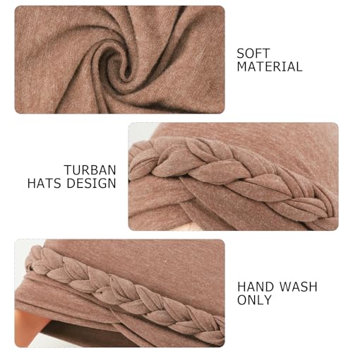 Image of DRESHOW Turban Pre-Tied Twisted Hat Thread African Head Wraps for Black Women Chemo Cancer Cap Braid Hair Cover