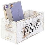 MyGift Whitewashed Wood Tabletop Decorative Mail Holder Box