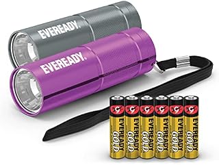 Eveready LED Torch Pack, 2x Mini Torches, Bright and Durable, Ideal for Emergencies, Camping and Outdoor Activities, 6 AAA Batteries Included