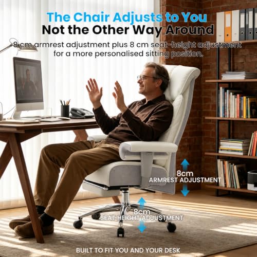 Image of Efomao Big and Tall Executive Office Chair 450lbs,White