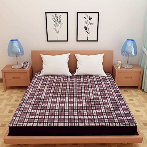 Image of DREAM CARE Waterproof Fitted Terry Cloth Printed Mattress Protector for Queen Size Bed with Elastic Strap - 72 inchx60 inch, Grey