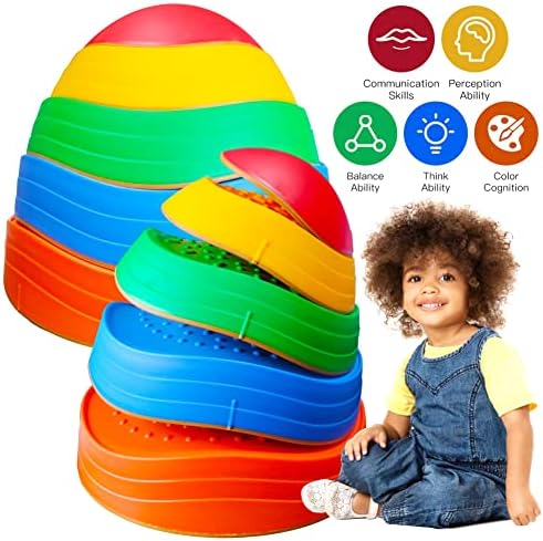 10 PCS Balance Stepping Stones for Kids, Obstacle Course Play Outdoor Backyard Activities Equipment Helps Build Children's Coordination and Confidence, Non-slip Surface and Edging 2 51bE2d0Qc2L. AC