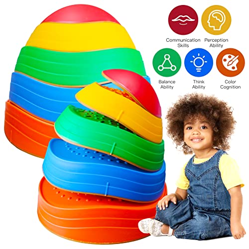 Meanhdag 10 Pcs Balance Stepping Stones For Kids, Obstacle Course Play Outdoor Backyard Activities Equipment Helps Build Children's Coordination And Confidence, Non-Slip Surface And Edging #TOP1