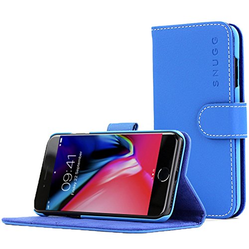 Snugg Legacy Leather Flip Wallet Case with Card Slots for iPhone 7 â€“ Blue