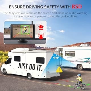 eRapta Magnetic Solar Wireless Backup Camera: HD1080P 5” Touchscreen Portable with DVR, BSD, 1-Min Install-Free IR Night Vision Hitch Backup Camera for Trailer/Truck/Small RV/Camper/Tractor-AWTCM501