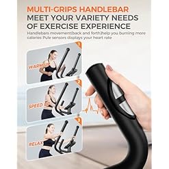 Alternative view of pooboo Elliptical Machine, Elliptical Exercise Machine with 16-Level Resistance&Hyper-Quiet Magnetic Driving System, Elliptical Machine for Home with LCD Monitor&15.5IN Stride, 350LBS Weight Capacity