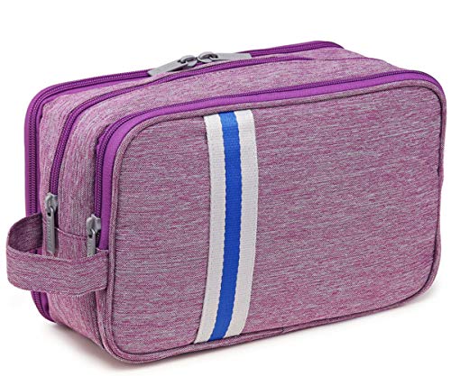 Choco Mocha Cosmetic Bags for Women Makeup Bag Dual Zipper 3 Compartments Toiletry Travel Bag for Women Smal Overnight Toiletries Bag Travel Bathroom Purple