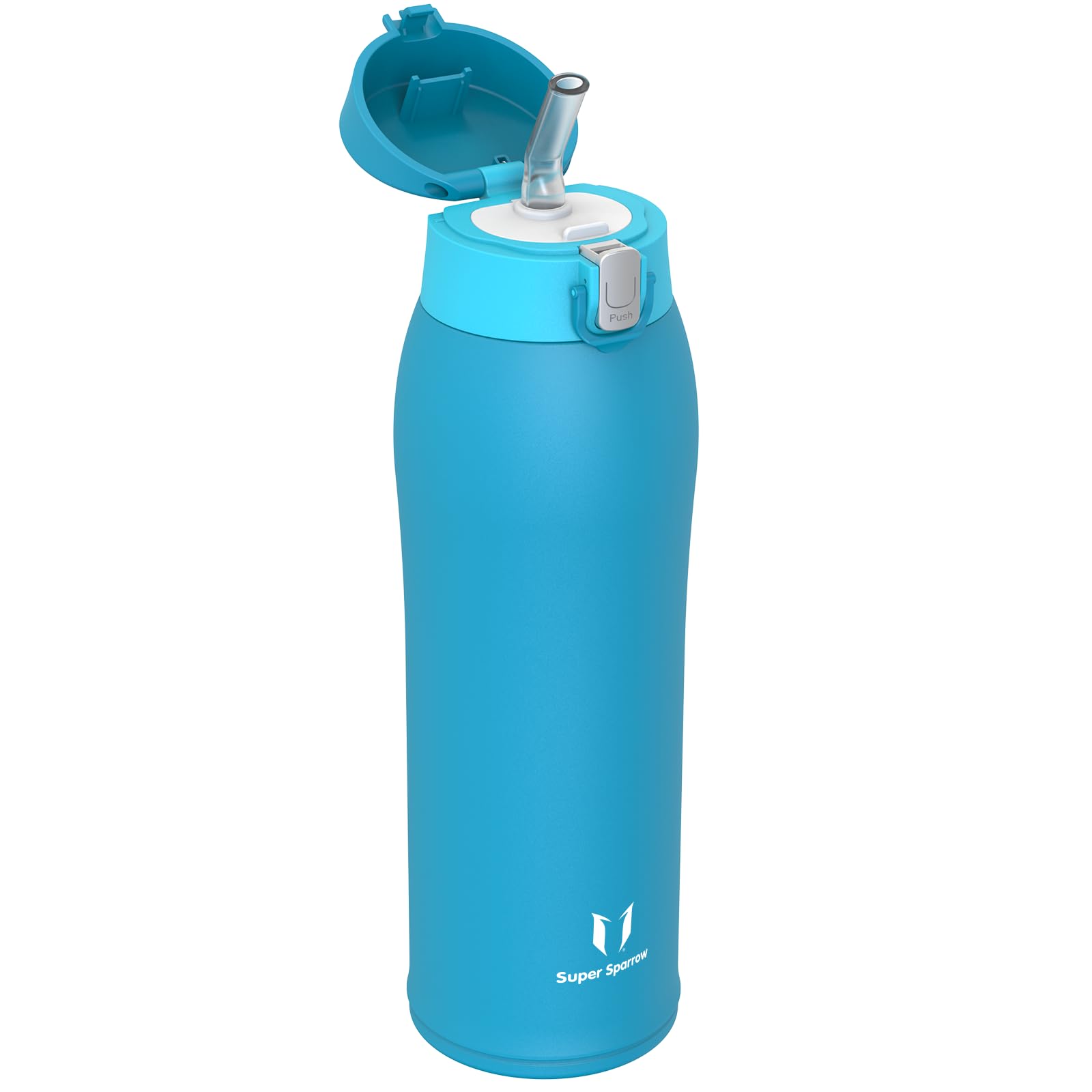 Super Sparrow Borraccia con Cannuccia, Acciaio Inox Bottiglia Termica - 350ml, 500ml, 750ml - Senza BPA Tazza Termica, Bottiglia Termica per Bambini, Scuola, Sportiva, Campeggio