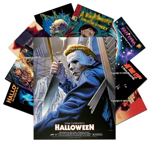 Vintage Horror Movie Posters Set - Classic Scary Movie Art Prints Horror Movie Character Wall Art Posters Home Living Room Bedroom Man Cave Theater Decor - 9Pcs 8”X 10” Unframed