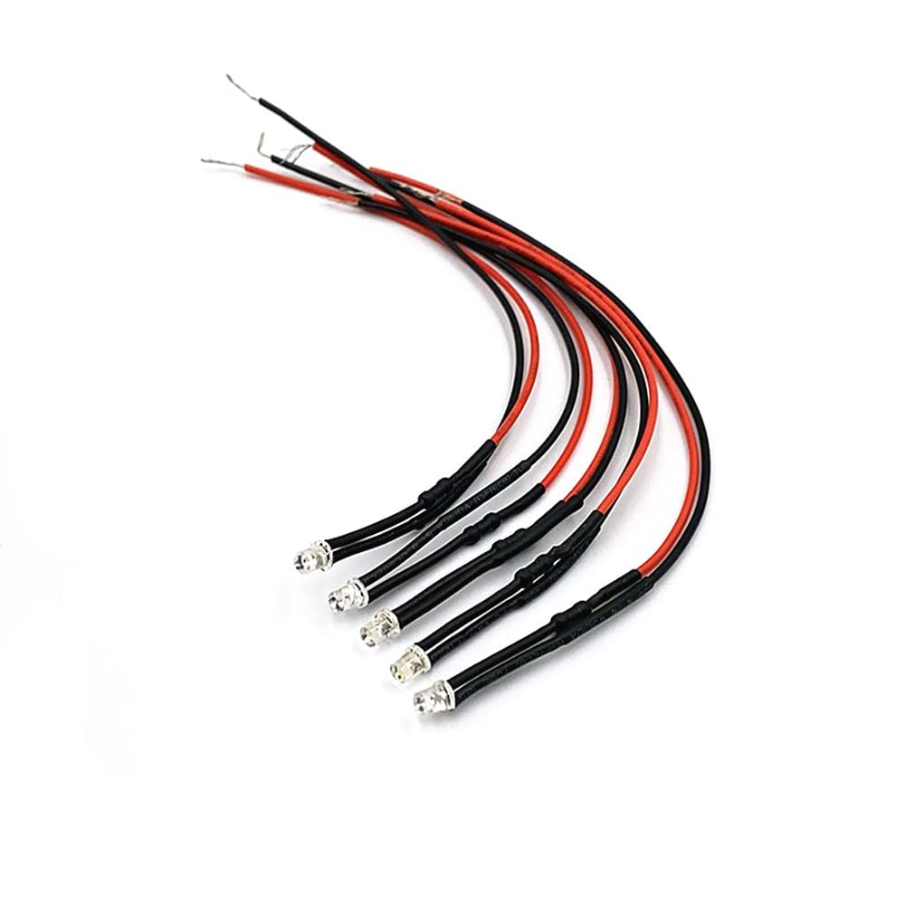 10 pezzi 5mm Lampadine a Diodi LED Pre-Cablati Piatti a Angolo Largo Ultra Luminosi 3V 5V6V 9V 12V 24V 36V 48V 110V 220V (Colore: Bianco, Dimensione: 5V6V)