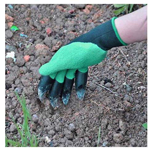FreshDcart Heavy Duty Garden Farming Gloves Washable with Right Hand Fingertips ABS Claws for Digging and Gardening (Free Size, Green)(Acrylonitrile Butadiene Styrene, pack of)