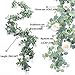PARTY JOY 6.56ft Eucalyptus Garland with Flowers-8 Champagne Roses-Lush,Natural Looking, Floral Garland Greenery for Party Wedding Table Indoor Outdoor Backdrop Wall Decor（Champagne,1）