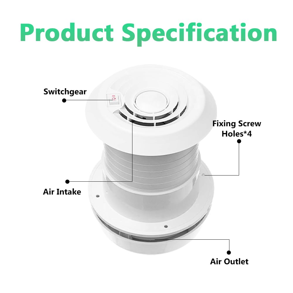 MASO Exhaust Cooling Fan 12V RV Motorhome Roof Vent Ventilation 3W 1800RPM 60CFM Mushroom Shaped Energy-saving for Homes Trailer Travel Caravan - Image 4