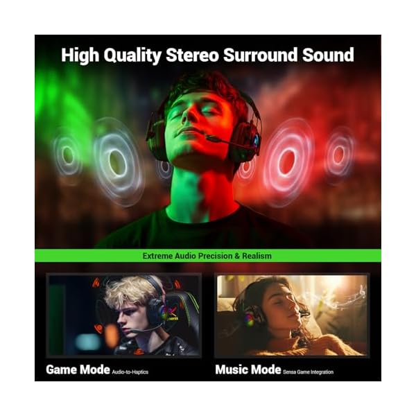 Krysenix Wireless Gaming Headset for PS5, PS4, PC, Switch, Mac, 2.4 GHz Wireless & Bluetooth 5.4 Gaming Headphones with Mic Noise Canceling, Gaming & Music Dual Mode, Foldable, 40H Battery - Image 6