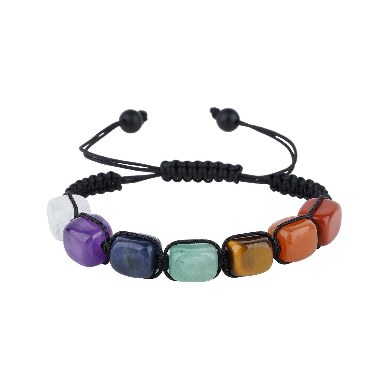 ASGIFT7 Chakra Bracelet for Women Girls Healing Crystal Stone Bead Adjustable Yoga Meditation 14K Gold Crystal Beaded Bracelet Jewelry