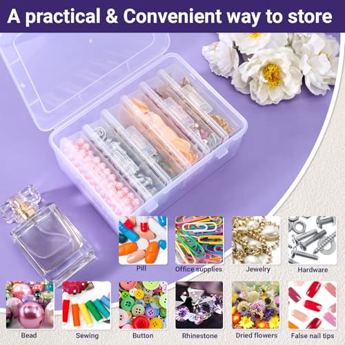 Image of Cosics Bead Organizers and Storage, Clear Plastic Bead Storage Containers with Lid, 6 Mini Rectangles Boxes for DIY Jewelry, Bracelet Making, Stickers, False Nails, Screws, Seeds
