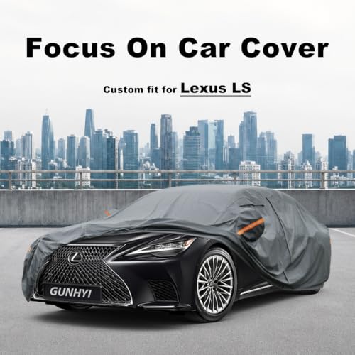 Image of GUNHYI Premium Car Cover Custom Fit Lexus LS, 16 Layers Heavy Duty Car Cover Waterproof All Weather with Zipper Door for Sun Rain Snow Dust Uv Protection